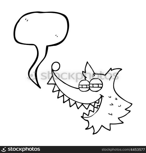 freehand drawn speech bubble cartoon crazy wolf
