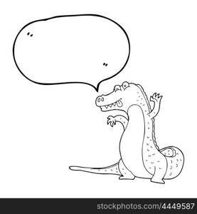 freehand drawn speech bubble cartoon crocodile