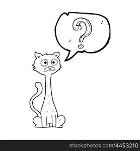 freehand drawn speech bubble cartoon curious cat