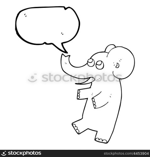 freehand drawn speech bubble cartoon cute elephant