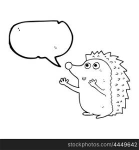 freehand drawn speech bubble cartoon cute hedgehog