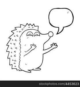 freehand drawn speech bubble cartoon cute hedgehog
