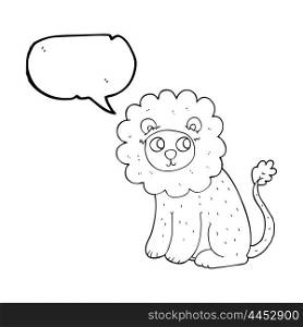 freehand drawn speech bubble cartoon cute lion