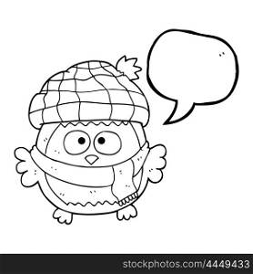 freehand drawn speech bubble cartoon cute little owl