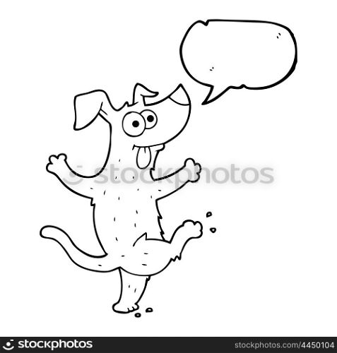 freehand drawn speech bubble cartoon dancing dog