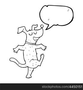 freehand drawn speech bubble cartoon dancing dog