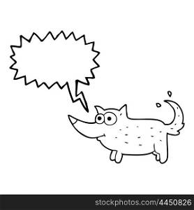 freehand drawn speech bubble cartoon dog wagging tail