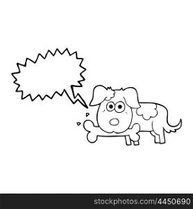 freehand drawn speech bubble cartoon dog with bone