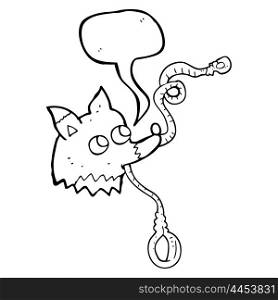 freehand drawn speech bubble cartoon dog with leash