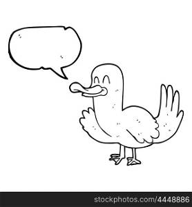 freehand drawn speech bubble cartoon duck