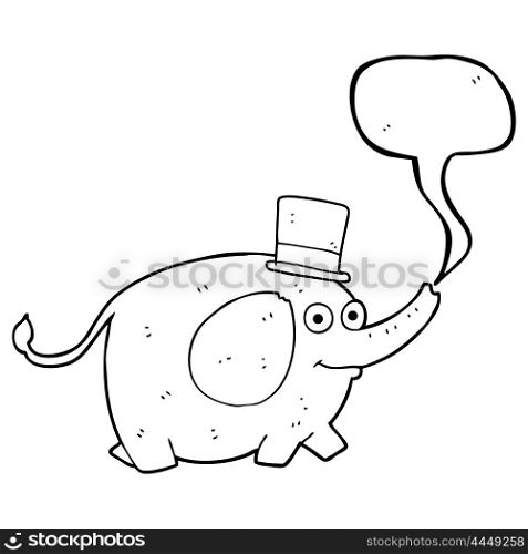 freehand drawn speech bubble cartoon elephant