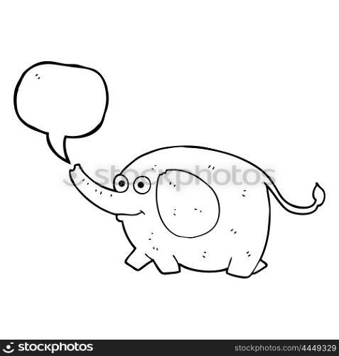 freehand drawn speech bubble cartoon elephant