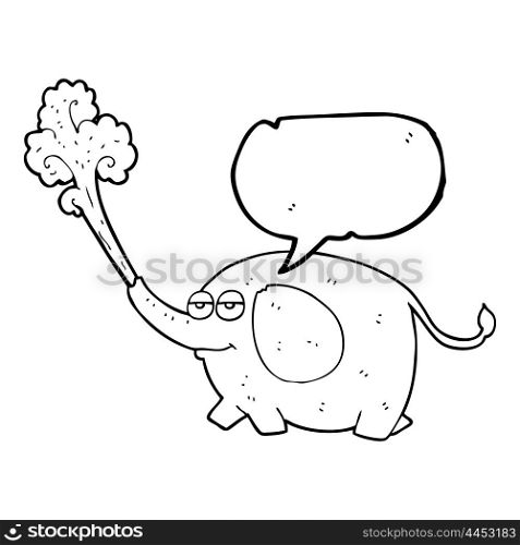 freehand drawn speech bubble cartoon elephant squirting water