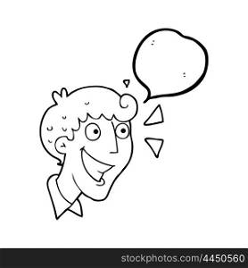freehand drawn speech bubble cartoon excited man