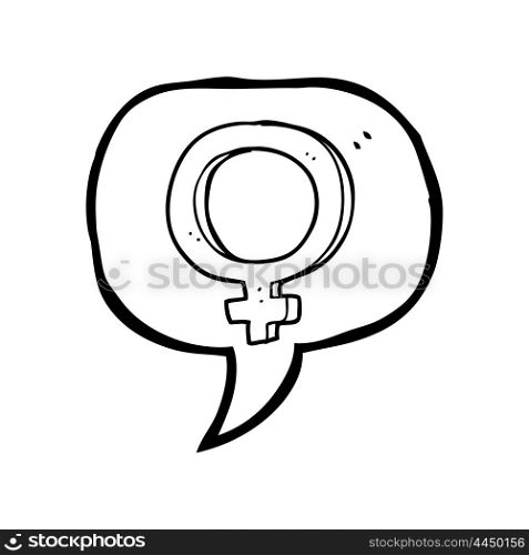 freehand drawn speech bubble cartoon female symbol