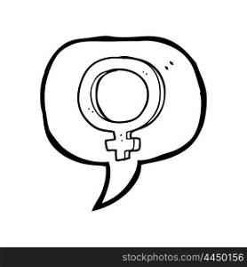 freehand drawn speech bubble cartoon female symbol