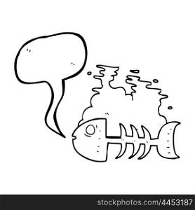 freehand drawn speech bubble cartoon fish bones