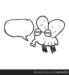 freehand drawn speech bubble cartoon fly