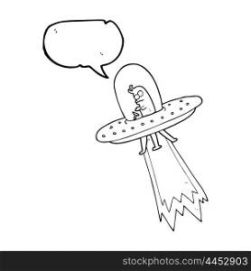 freehand drawn speech bubble cartoon flying saucer