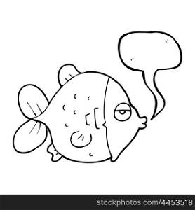freehand drawn speech bubble cartoon funny fish