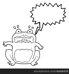 freehand drawn speech bubble cartoon funny frightened frog