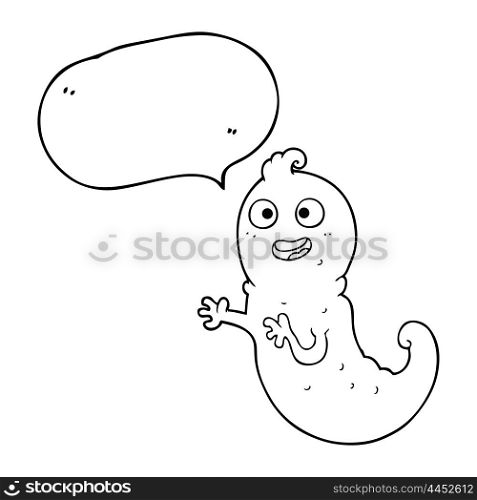 freehand drawn speech bubble cartoon ghost