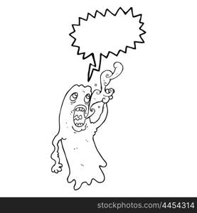 freehand drawn speech bubble cartoon ghost