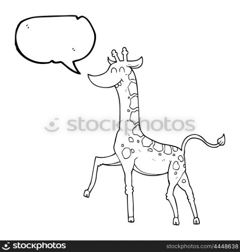 freehand drawn speech bubble cartoon giraffe