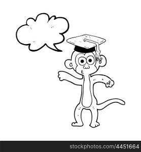 freehand drawn speech bubble cartoon graduate monkey