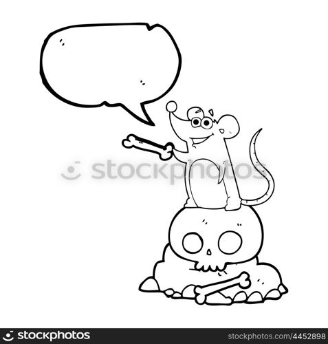 freehand drawn speech bubble cartoon graveyard rat