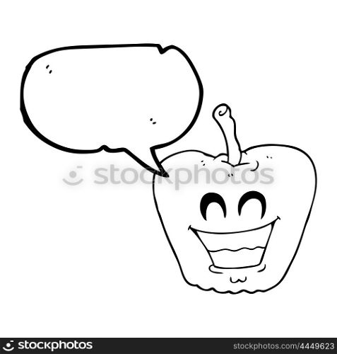 freehand drawn speech bubble cartoon grinning apple