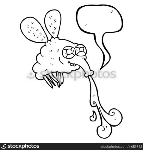 freehand drawn speech bubble cartoon gross fly