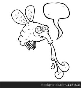 freehand drawn speech bubble cartoon gross fly