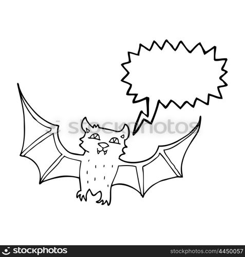 freehand drawn speech bubble cartoon halloween bat