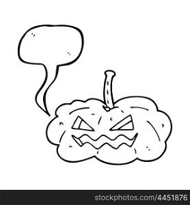 freehand drawn speech bubble cartoon halloween pumpkin