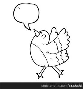 freehand drawn speech bubble cartoon happy bird