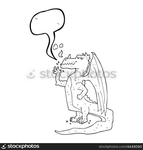 freehand drawn speech bubble cartoon happy dragon