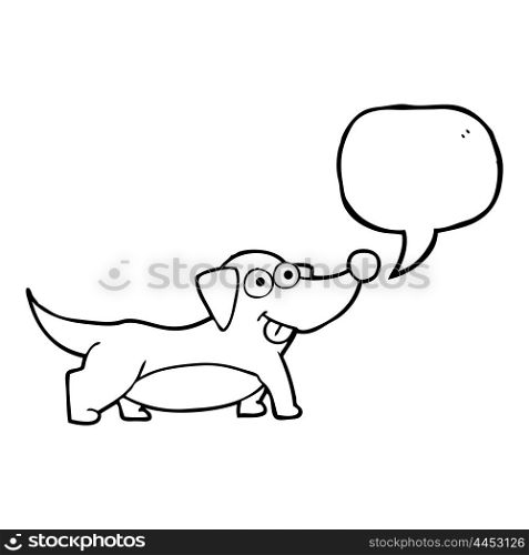 freehand drawn speech bubble cartoon happy little dog