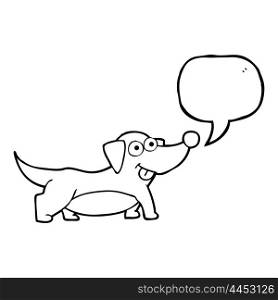 freehand drawn speech bubble cartoon happy little dog