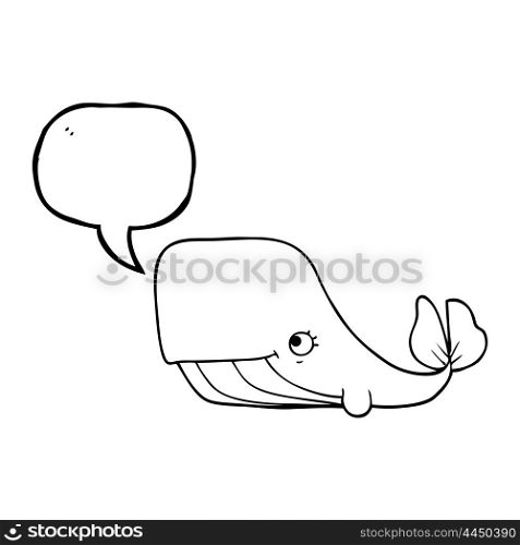 freehand drawn speech bubble cartoon happy whale