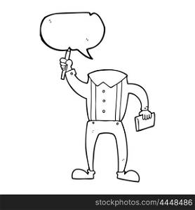 freehand drawn speech bubble cartoon headless body with notepad and pen (add own photos)