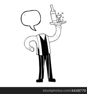 freehand drawn speech bubble cartoon headless waiter (add own photos)