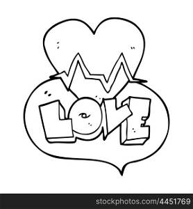 freehand drawn speech bubble cartoon heart rate pulse love symbol