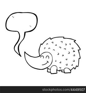 freehand drawn speech bubble cartoon hedgehog