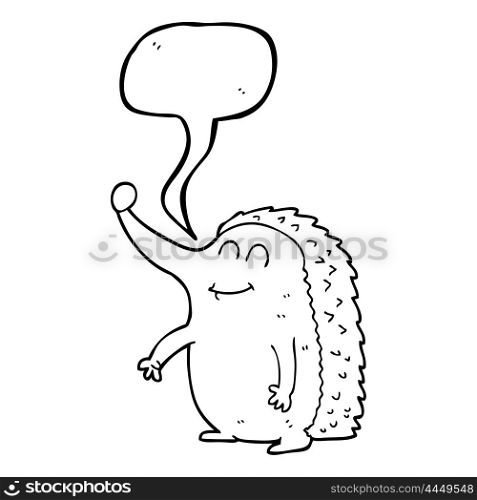 freehand drawn speech bubble cartoon hedgehog