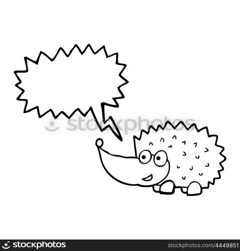 freehand drawn speech bubble cartoon hedgehog