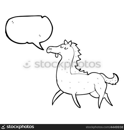 freehand drawn speech bubble cartoon horse