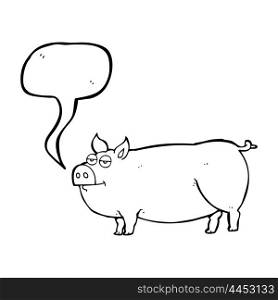 freehand drawn speech bubble cartoon huge pig