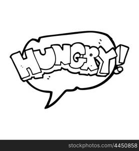 freehand drawn speech bubble cartoon hungry text