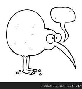 freehand drawn speech bubble cartoon kiwi